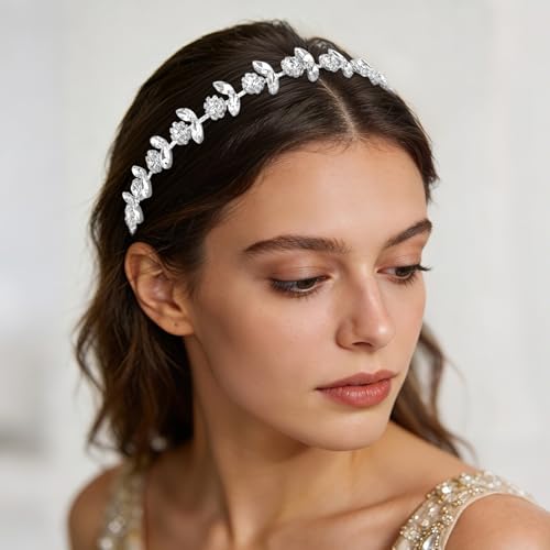 Jaciya Rhinestone Bridal Headband Silver Wedding Hair Accessory