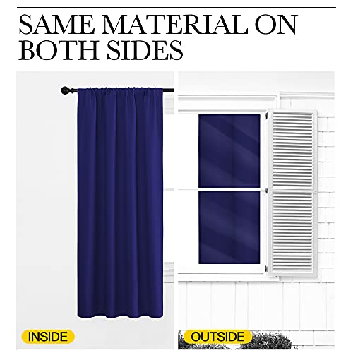 NICETOWN Navy Blue Blackout Curtains - 34" x 40" Short Rod Pocket Drapes (2)