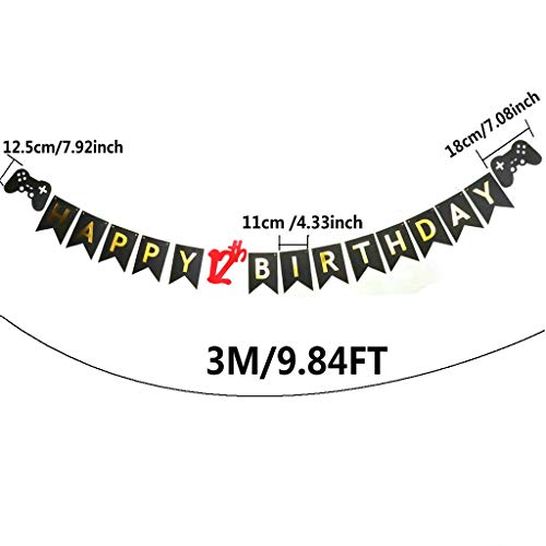 Video Game 12th Birthday Banner for Gamer Party Decorations