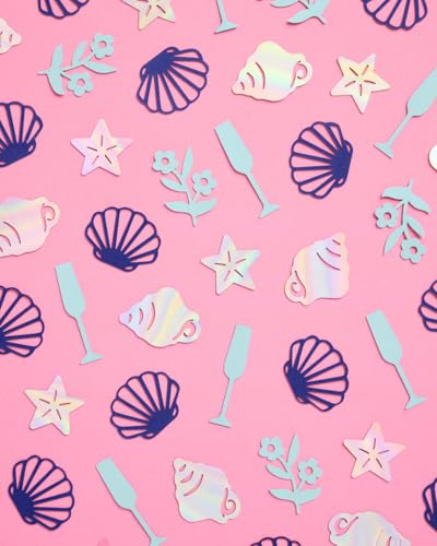 Coastal Foil Confetti Pack - 200 Pieces for Beach Party & Bachelorette Decor