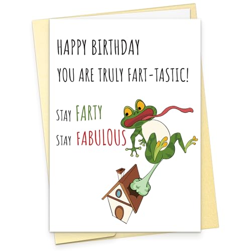 Fart-tastic Frog Birthday Card - Funny 5x7 Inch Prank Card