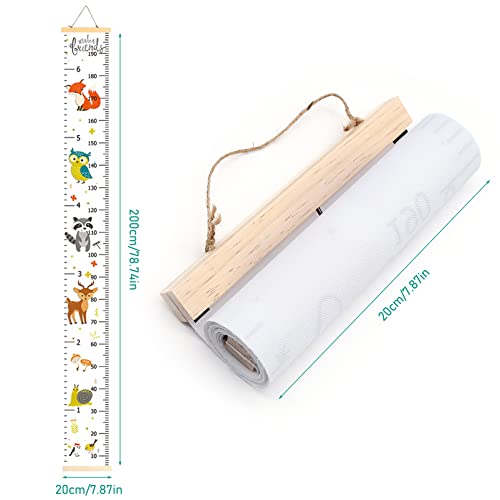 Animal Style Kids Height Chart - Canvas Growth Ruler for Nursery Wall Decor