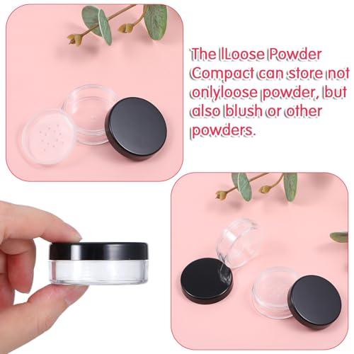 Jxiwfvl 4 PCS Empty Loose Powder Containers 10ml Refillable Travel Makeup Compact with Sifter