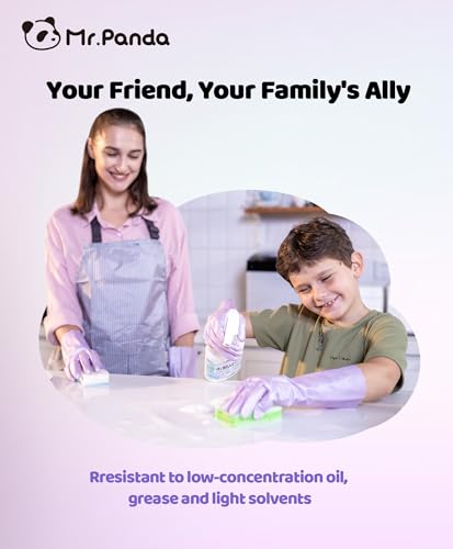 Mr.Panda Medium Reusable Dishwashing Gloves - Shimmering Pink, Skin-Friendly