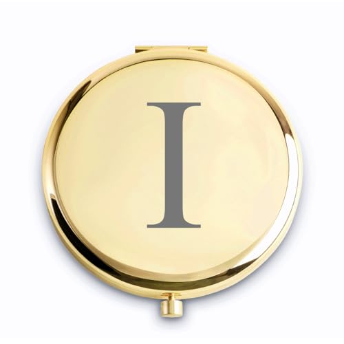 QUSTGO Personalized Monogram Compact Mirror - Custom Engraved Gift for Women