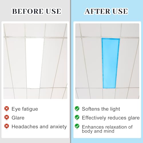 Magnetic Fluorescent Light Cover 1x4 ft - Blue Filter for Glare Relief