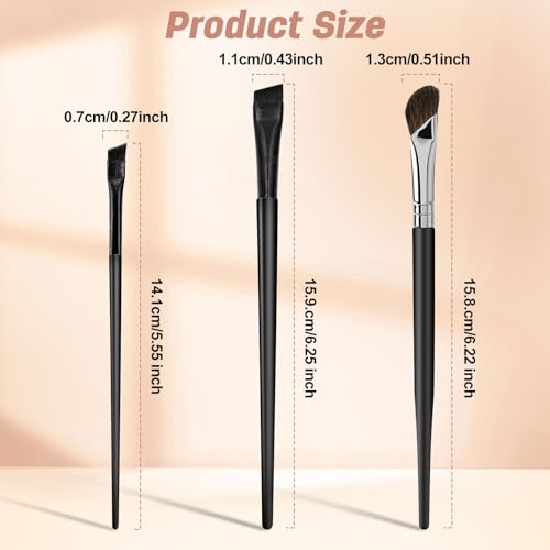 MUIIGOOD 3 Pcs Eyeliner and Eyebrow Brush Set, Ultra Thin Angled Brushes