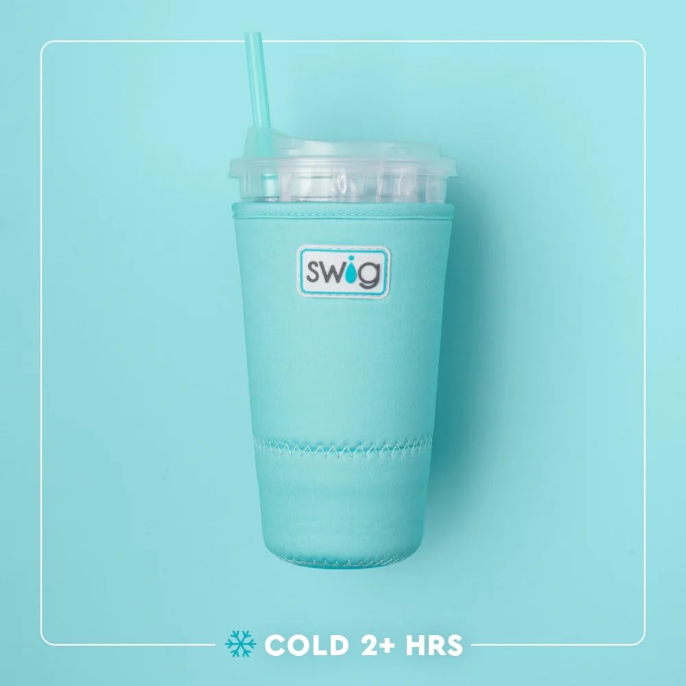 Swig Life Large Iced Cup Coolie, 30-32oz Iced Coffee Cup Insulator Sleeve with Handle, Neoprene Insulated Coolie Keeps Drinks Cold (Secret Garden)