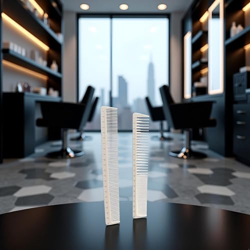 Tustao Professional Hair Cutting Combs Set 2Pcs White Styling Tools