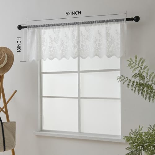 Blooming Vine Sheer Valance Curtain - 52 x 13 Inch Rod Pocket Drape