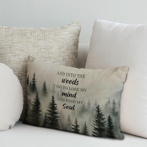 Into The Woods Forest Mountain Lumbar Pillow Cover 12x20 - Camping-pillow Covers-b