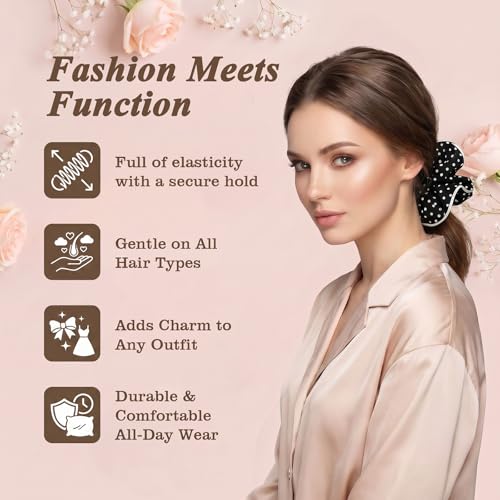 FNANJWQ Oversized Polka Dot Hair Scrunchies 4-Pack Large Hair Ties