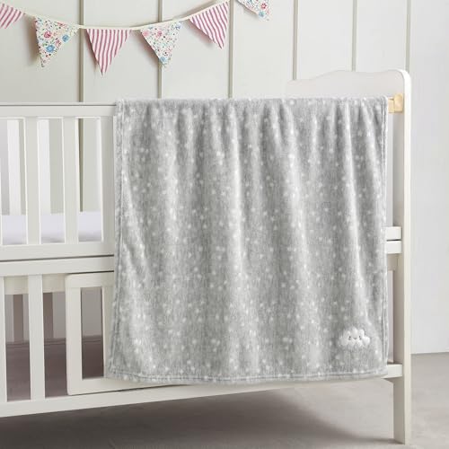 CREVENT 2-Piece Baby Blanket Set, 30x40 Flannel Fleece, Cloud & Heart