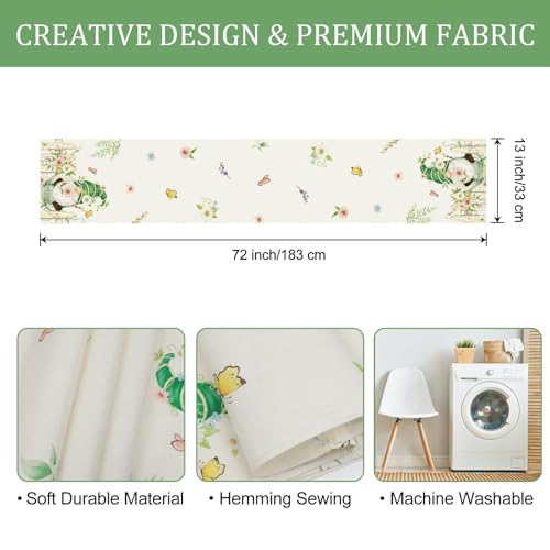 Spring Gnome Table Runner 13x72 Inch - Floral Kitchen Decor