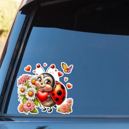 Cute Cartoon Ladybug Car Stickers - 2pcs Vinyl Decals for Cars & Walls