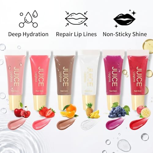 FYNLA Moisturizing Lip Oil - Non-Sticky Glass Shine Tinted Lip Gloss #06 Crisp Apple