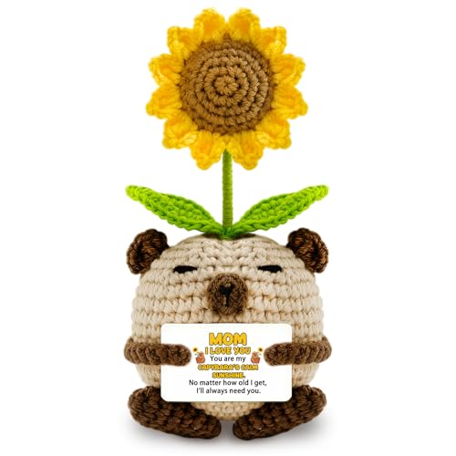 Mom Birthday Gift Crochet Capybara Sunflower Decor - From Son Daughter