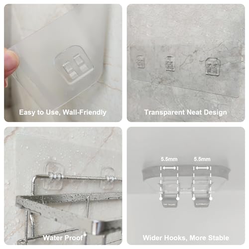 Heavy Duty Adhesive Shower Caddy Replacement Strips - 66lb Load Capacity