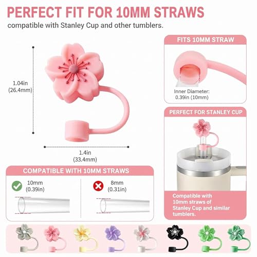 Reusable Silicone Straw Covers for Stanley 30/40oz Tumblers - Dust Proof