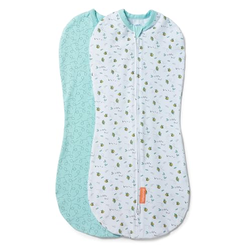 SwaddleMe Compression Baby Swaddle Pod, Little Bees, 0-2 Months, 2-Pack