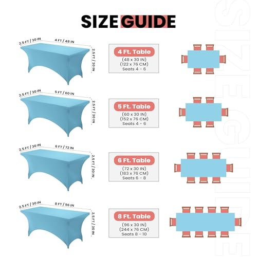 Utopia Kitchen 6FT Spandex Table Cloth - Blue Mist, Fitted & Washable