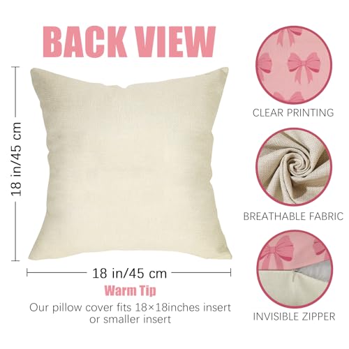 Fahrendom Pink Bow Decorative Throw Pillow Covers - Set of 2