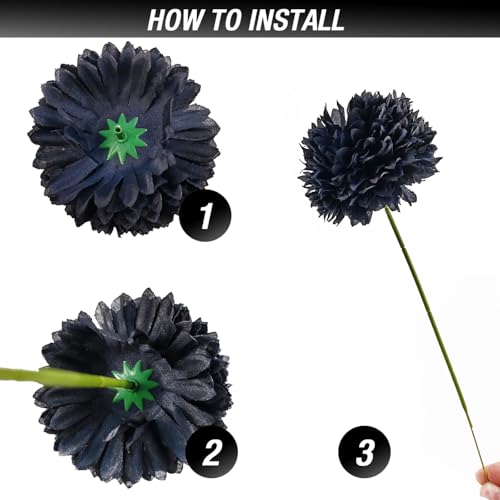 TIHOOD 10PCS Artificial Black Chrysanthemum & Hydrangea Floral Ball Arrangements for Wedding & Home Decor