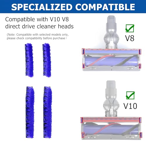 Replacement Plush Strips for V10 V8 Direct Drive Cleaner Heads - 4 Pack