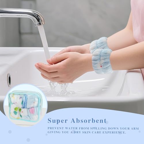 Spa Headband and Wristband Set for Skincare and Face Washing