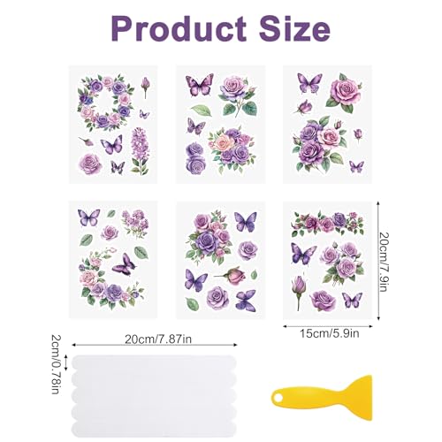 MOROBOR Anti-Slip Bathtub Stickers - 6PCS Purple Butterfly Decals