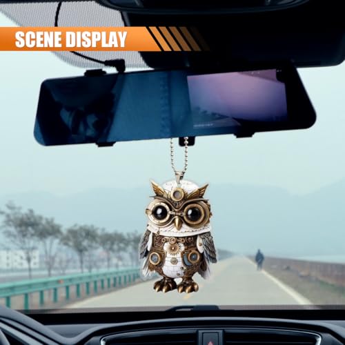 Mechanical Owl Car Mirror Hanging Decoration Acrylic Pendant