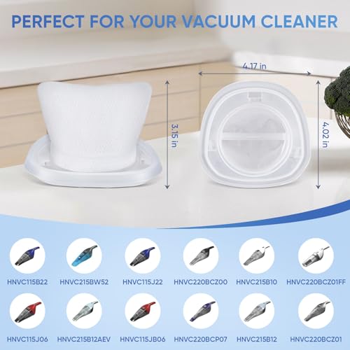 4-Pack HNVCF10 Replacement Filters for Black and Decker Dustbuster Vacuums
