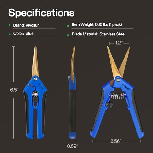 VIVOSUN 6.5 Inch Pruning Shears - Ergonomic Garden Scissors, 12-Pack with Curved Stainless Steel Blades for Precision Trimming