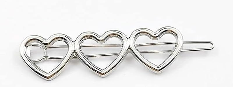 Silver Hollow Love Heart Hair Barrettes Alloy Hair Clip for Women Girls