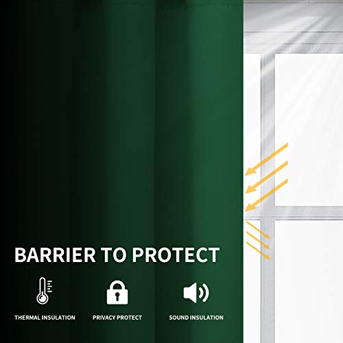 Easy-Going Thermal Blackout Curtains - 52x84 Inch, Dark Green (2 Panels)