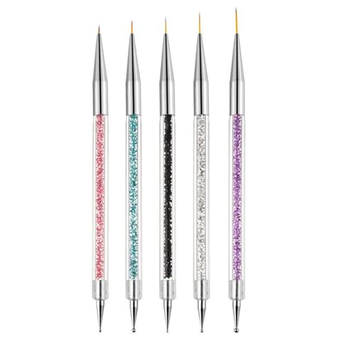 AIBEE Double-Ended Nail Art Brush and Dotting Pen Set - 5 Pcs French Nail Tools