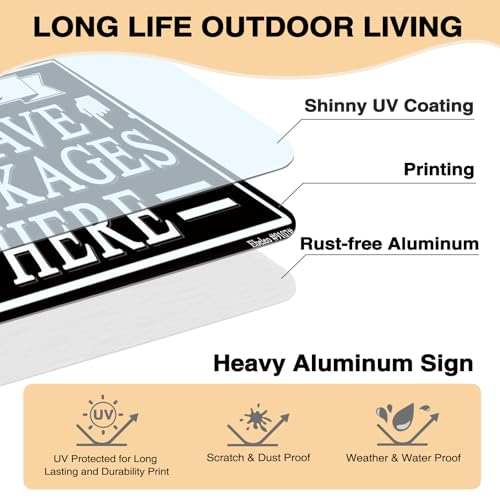 Ebeleo Please Leave Packages Here Sign - 12x8 Inch Rust-Proof Aluminum (2 Pack)