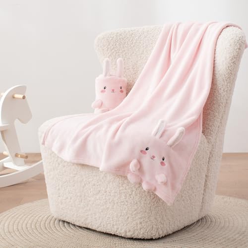 Babyhuggle Rabbit Shape Plush Blanket - Soft 30x40 Inch Baby Blanket