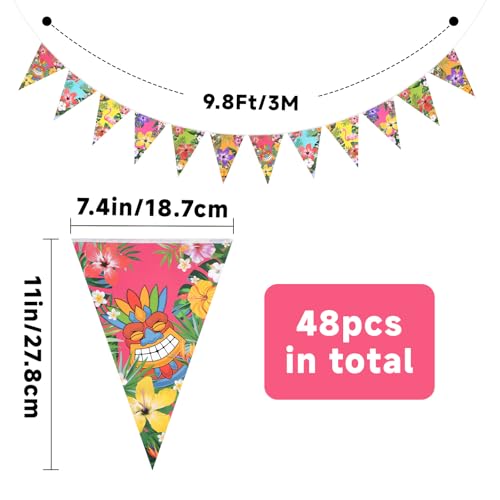 Hawaiian Bunting Banner 39ft - Tropical Party Decorations, 4 Pack