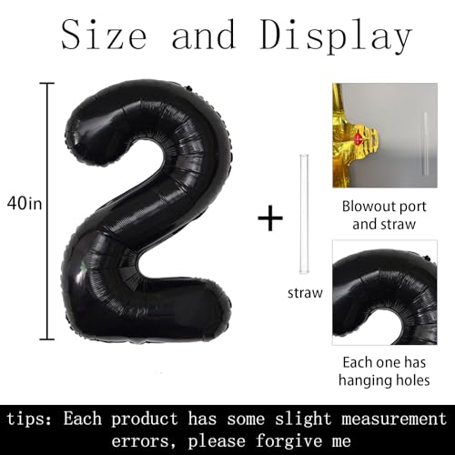 40 Inch Number 2 Foil Balloon for Birthday & Party Decor