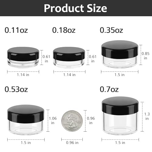 Accmor 10-Piece Clear Plastic Cosmetic Travel Jars with Spatulas