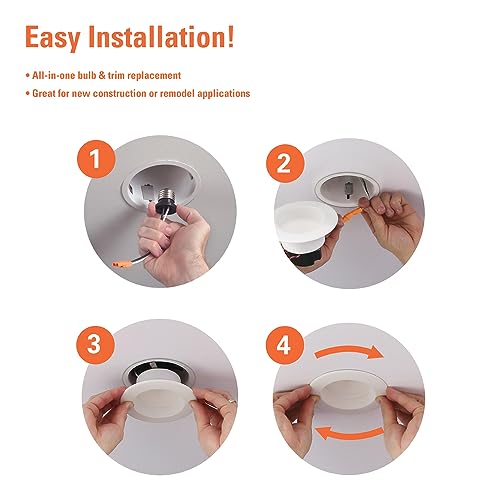 HALO 4-Inch LED Recessed Downlight Trim, 5-CCT Selectable, Dimmable
