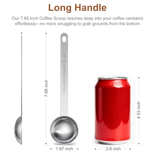 Qoarxui 2PCS Stainless Steel Coffee Scoop Spoons - 15ML Measuring Spoons for Coffee, Tea, and Baking