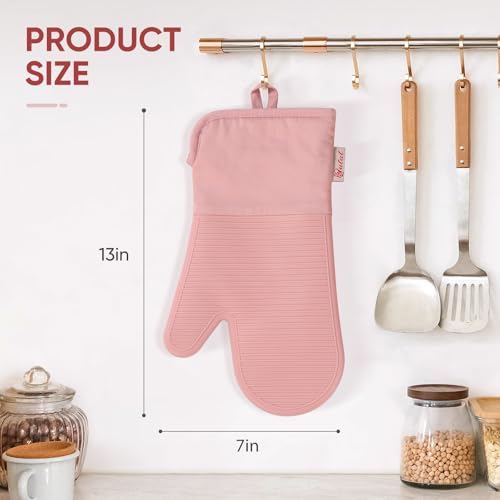 YUTAT Silicone Oven Mitts - Heat Resistant, Waterproof, 2 Pcs Set for BBQ & Baking