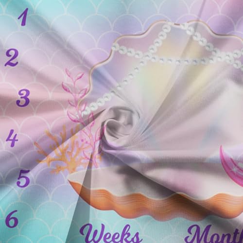 Cute Mermaid Baby Milestone Blanket - 60" x 40" Photography Backdrop