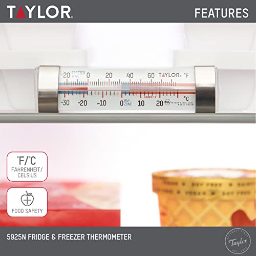 Taylor Analog Refrigerator and Freezer Thermometer 5925N with Suction Cups