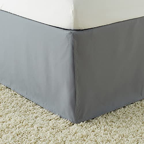 Full Dark Grey Pleated Bed Skirt - Machine Washable & Wrinkle Resistant