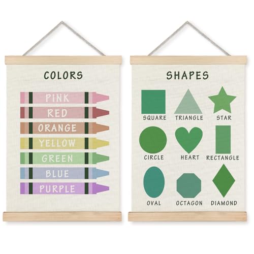 Shapes & Colors Learning Posters for Kids - Set of 2 (12x16)
