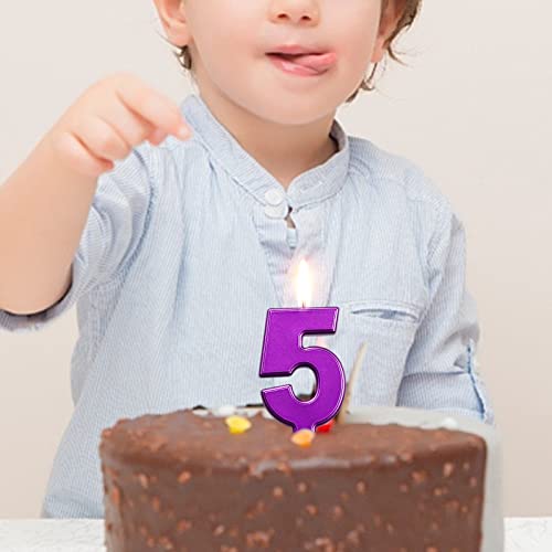 Purple Number 0 Birthday Candle - 3.7in Cake Topper for Kids & Celebrations