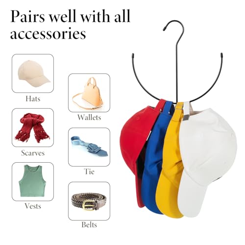 2 Pack Metal Hat Hangers for Closet - Baseball Cap Organizer
